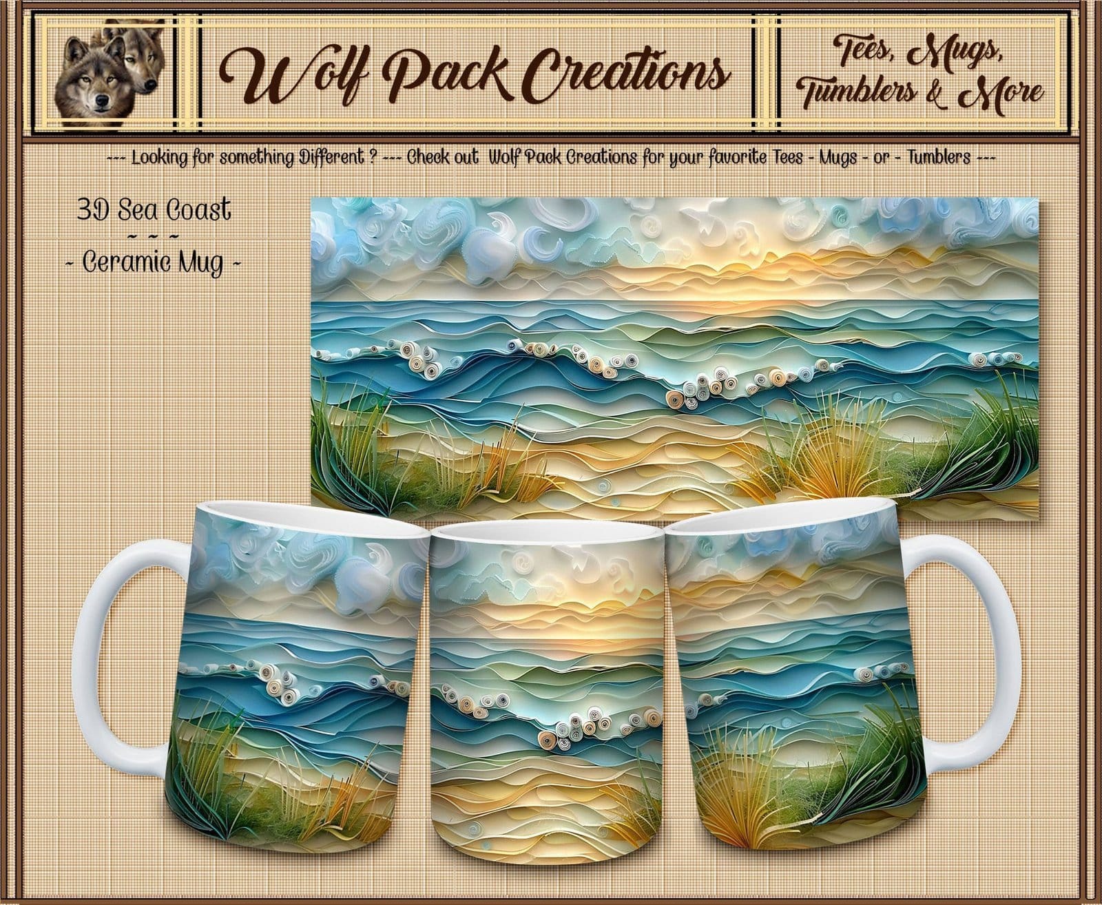 Beautiful 3D Sea Coast Ceramic Mug