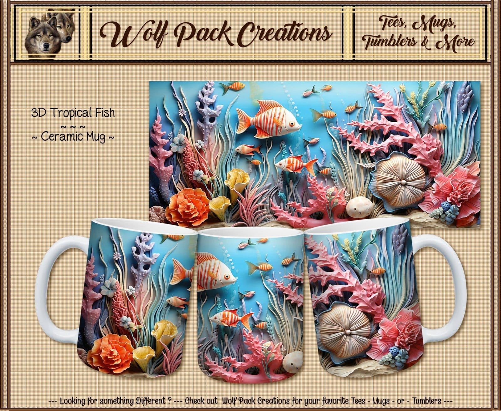 Beautiful Ceramic Mug: 3D Tropical Fish