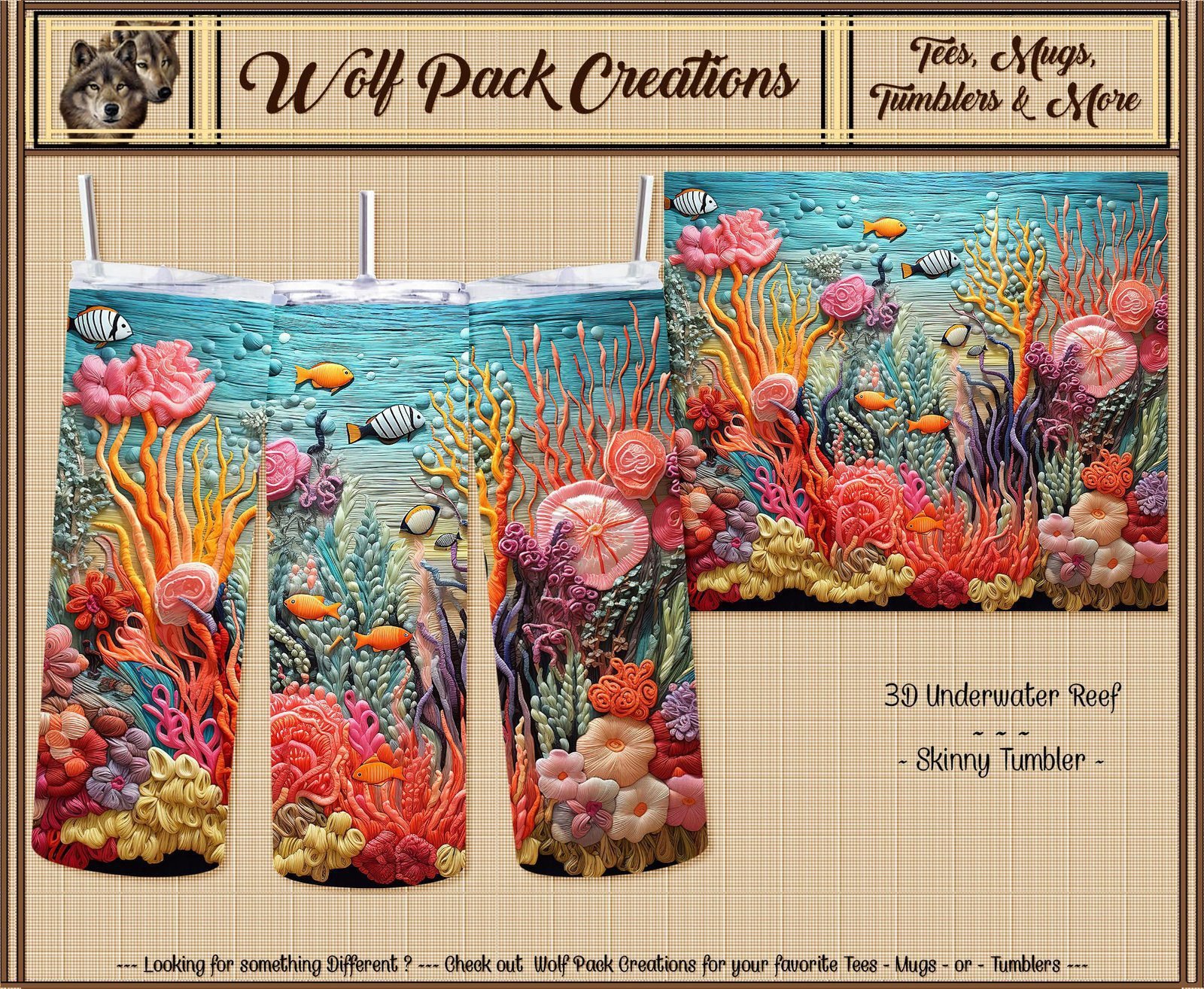Beautiful 3D Underwater Reef on a Skinny Tumbler