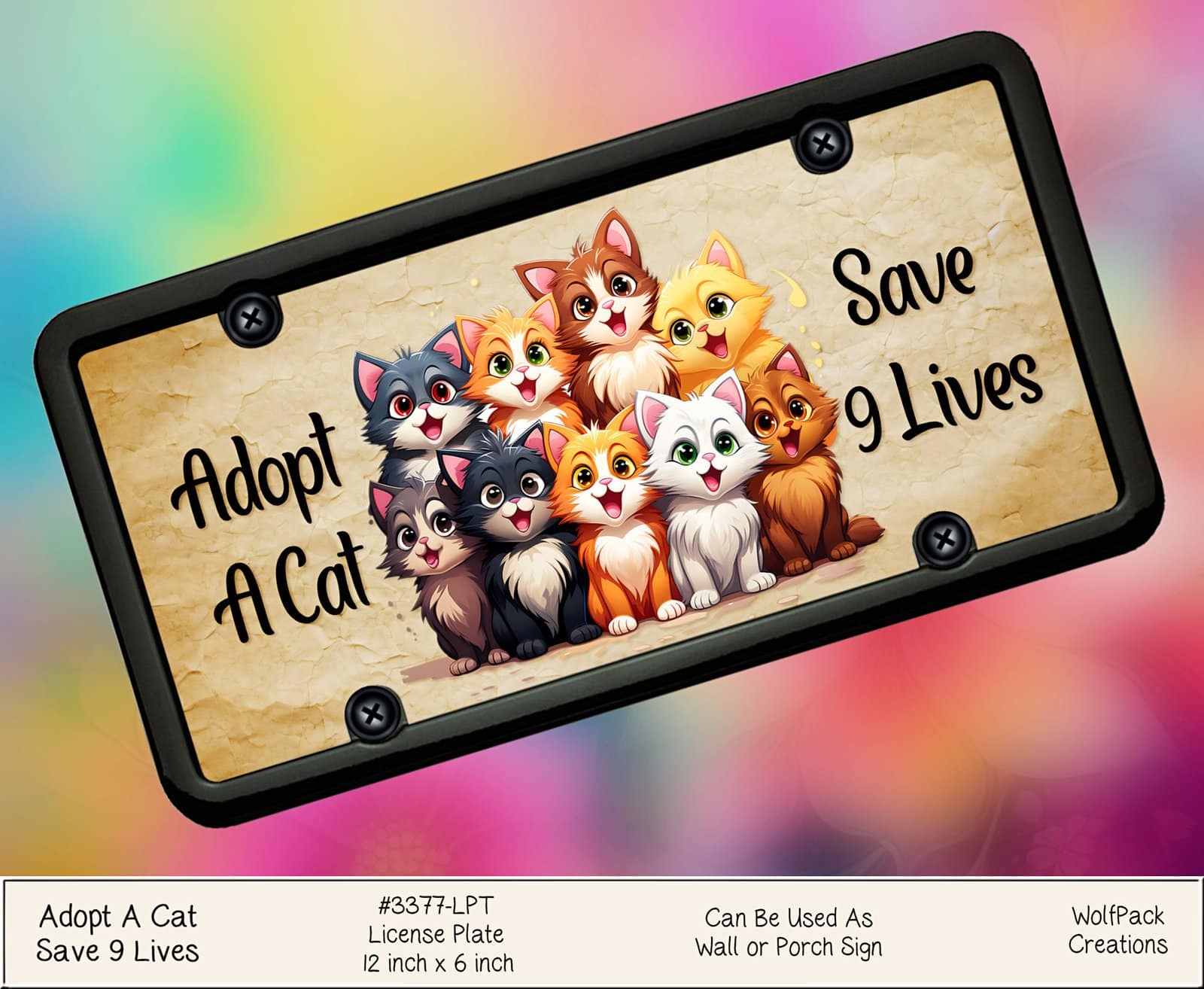 Adopt a Cat License Plate