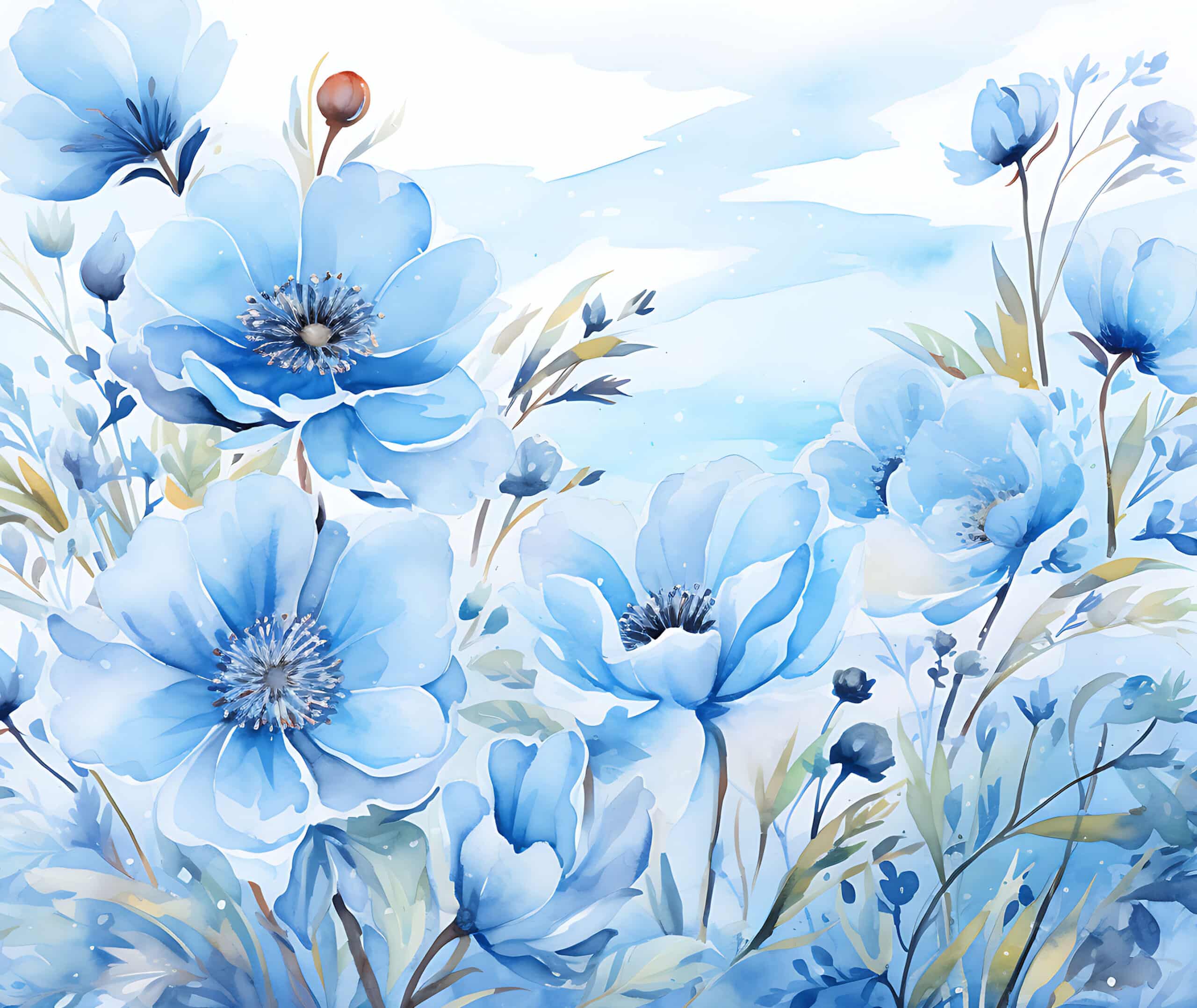 Blue Flowers Mouse Pad