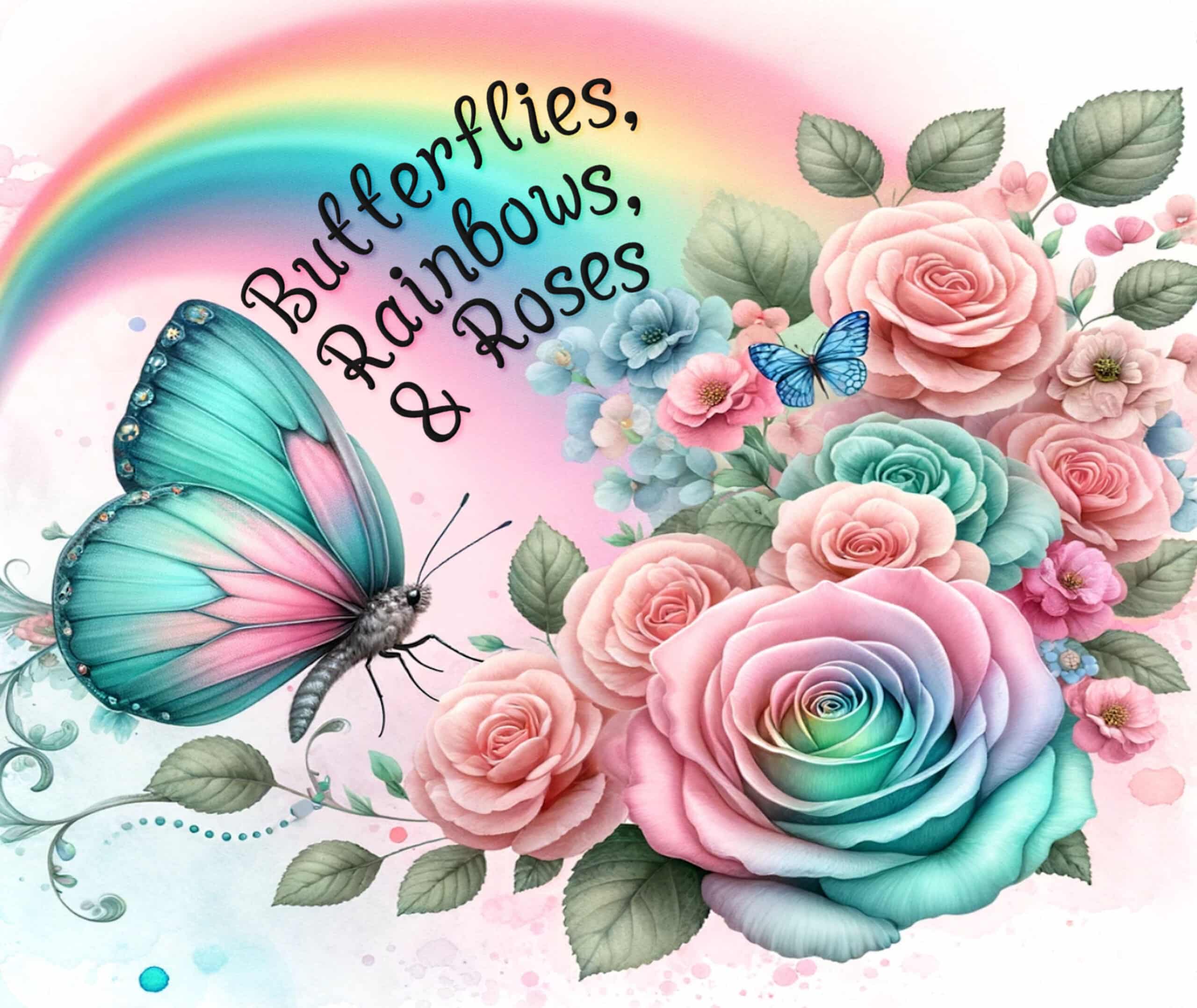 Colorful Butterfly & Roses Mousepad