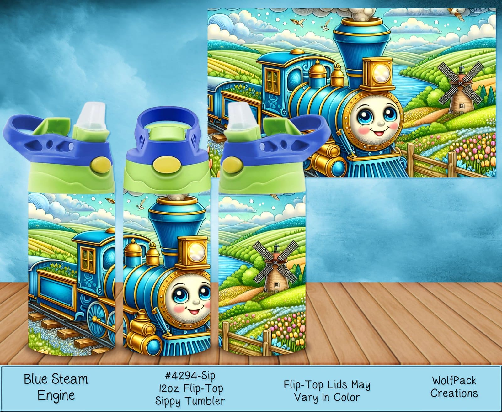 Bright Steam Engine Sippy Tumbler
