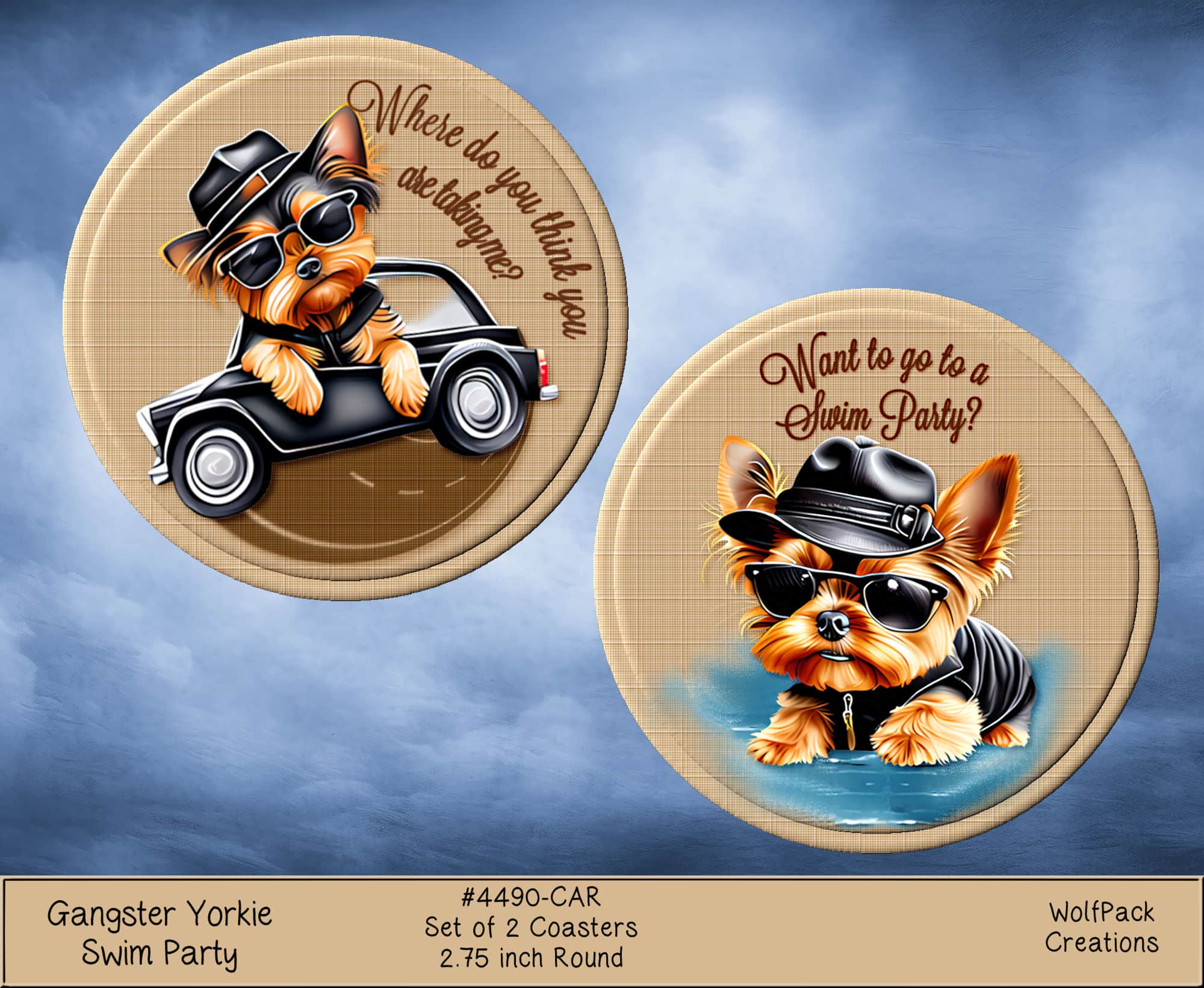 Yorkie Puppy Car Coasters