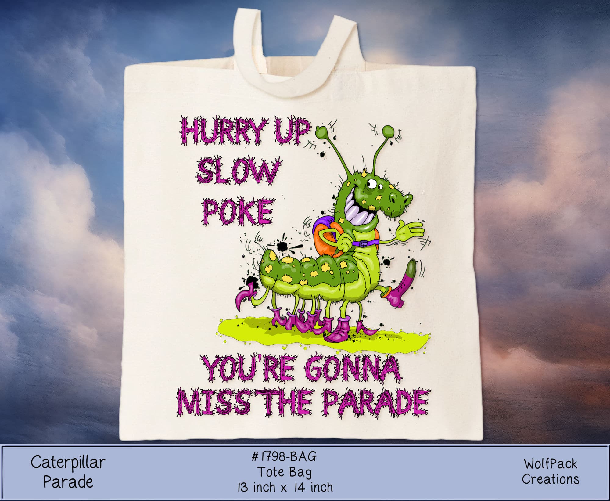 Caterpillar Parade Tote Bag