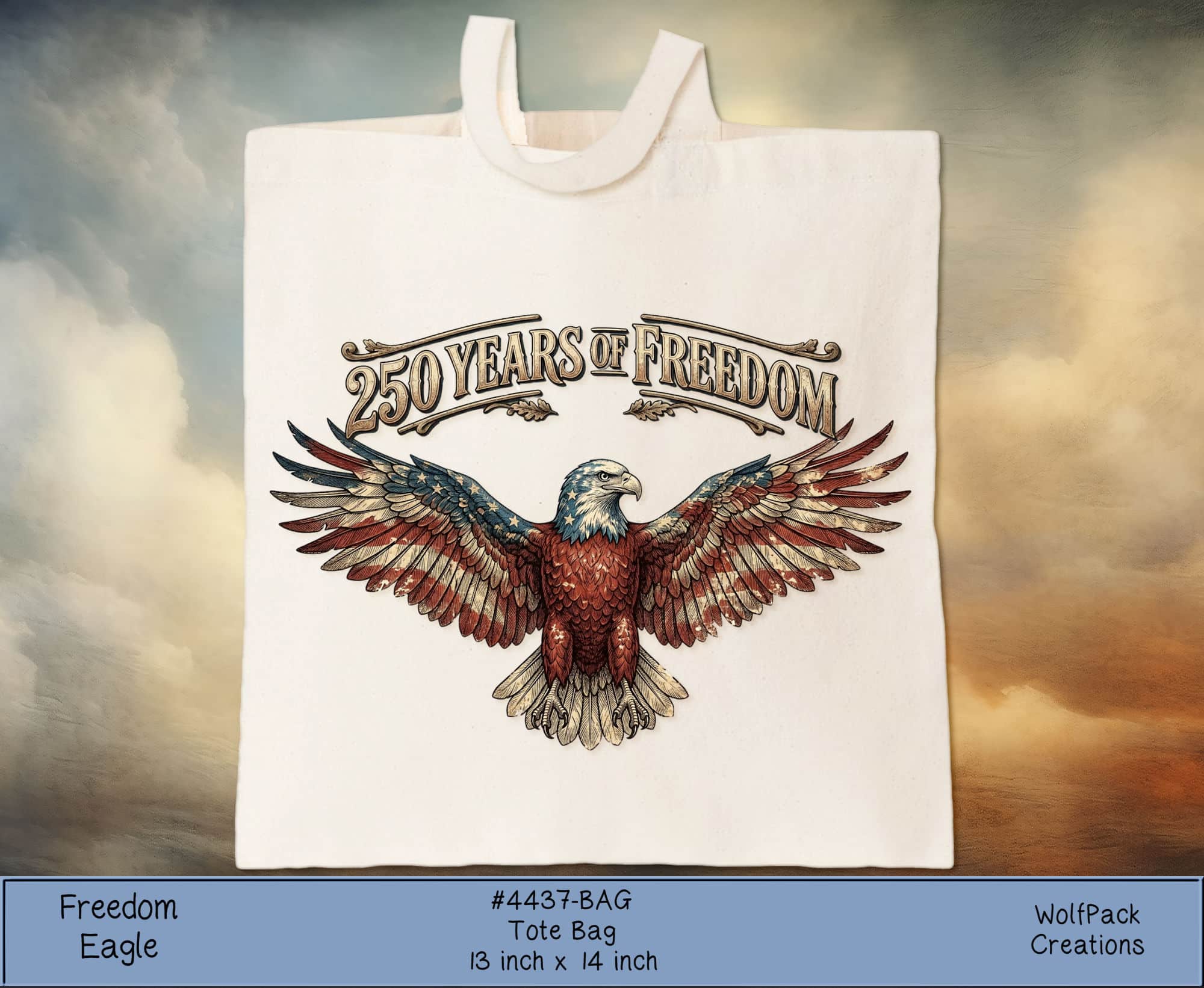 Freedom Eagle Polyester Tote Bag