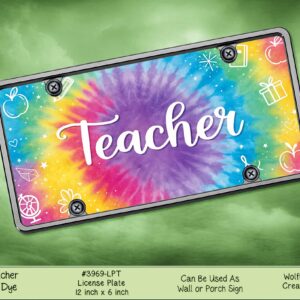 TieDye Teacher License Plate